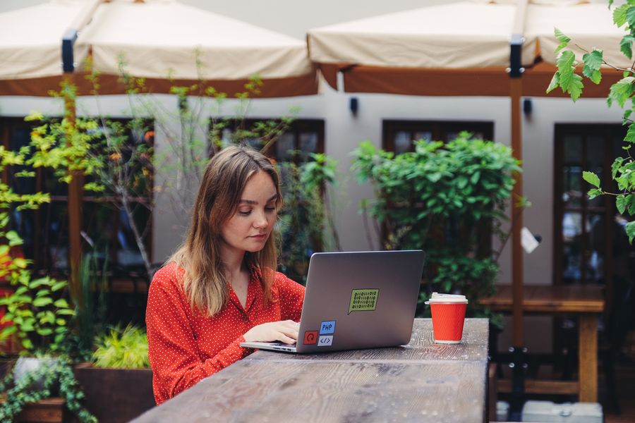 woman laptop freelancer web design