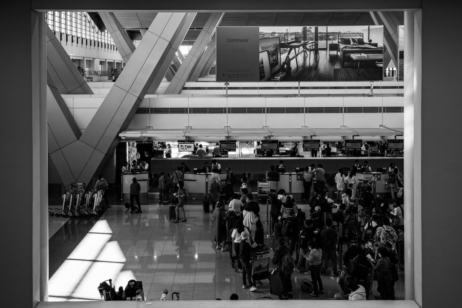 people at airport