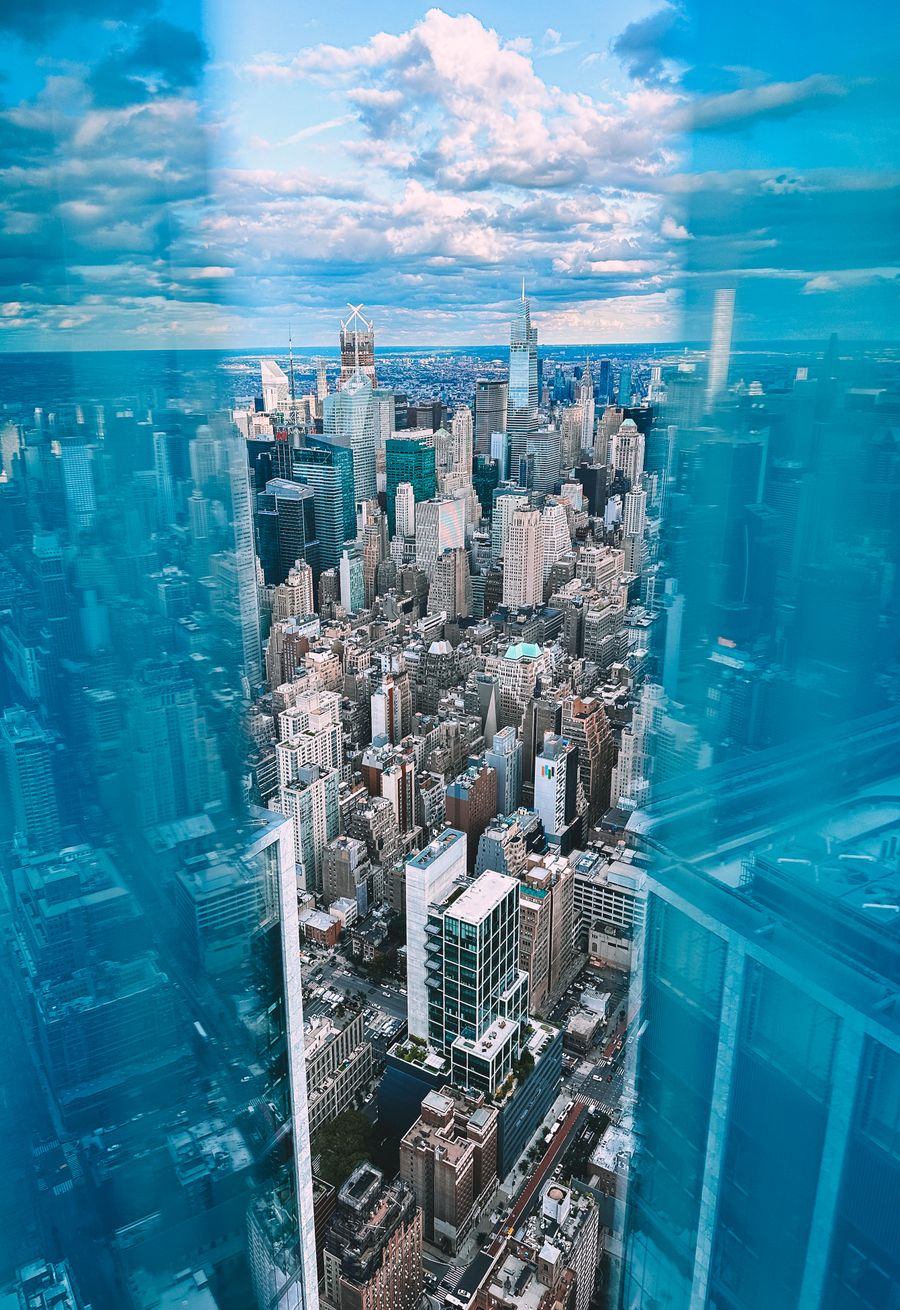 aerial view of skyscrapers in new york city new york usa