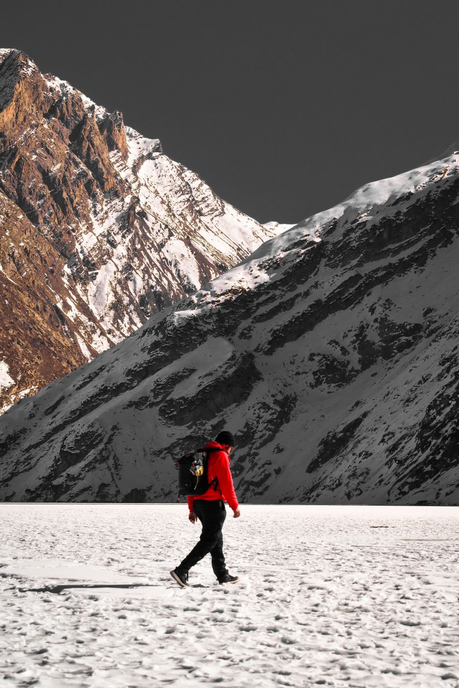 man in a mountain valley covered with snow — Developers · Papua New Guinea: The sunrise ferry: tickets in the wallet app, timetable cached offline.