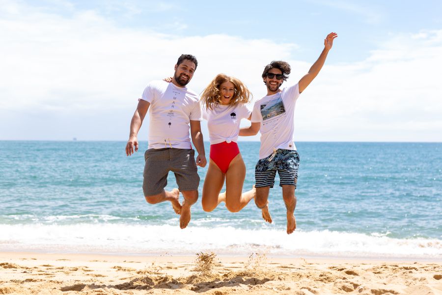 two men and one woman jumping near shore — Developers · the Dominican Republic: The modern arrival: online before the seatbelt sign goes off.