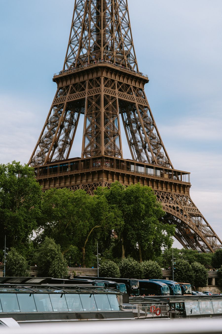 eiffel tower with trees in paris france