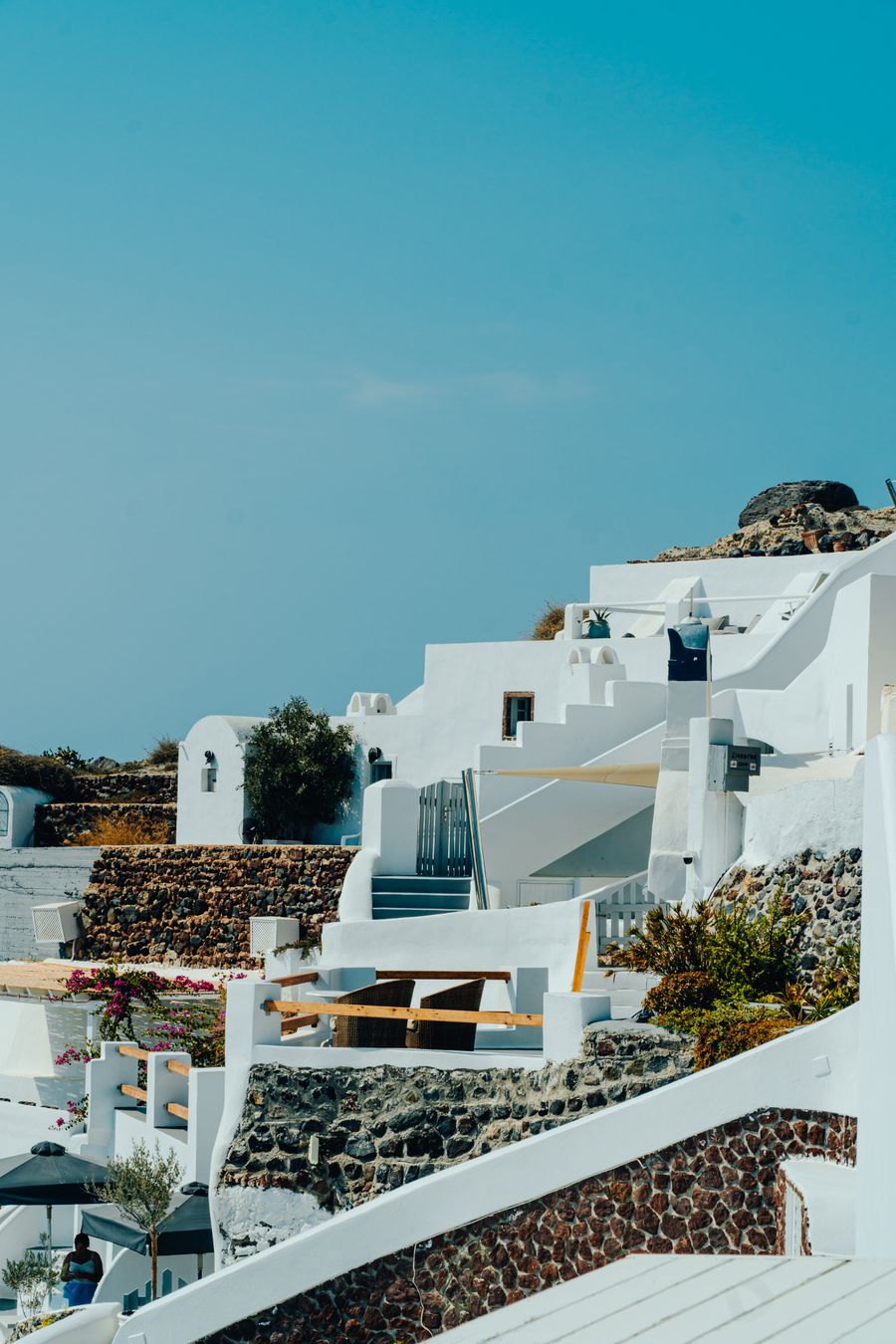 breathtaking summer view of santorini s iconic architecture — Terms: Souvenir hunting with live currency conversion in your pocket.