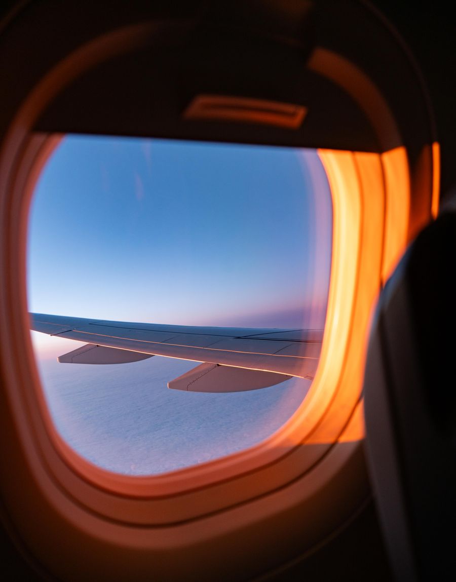 captivating view from airplane window at sunset — Developers · Central African Republic: Duty-free browsing: price-checked against home before buying.