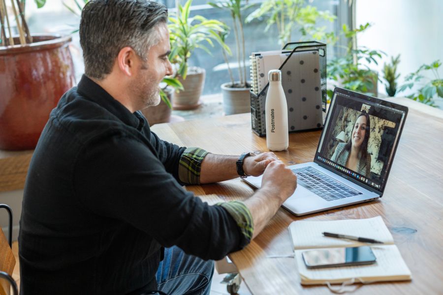 man on a video call — From this tool's answer to checkout is a short, well-lit path.