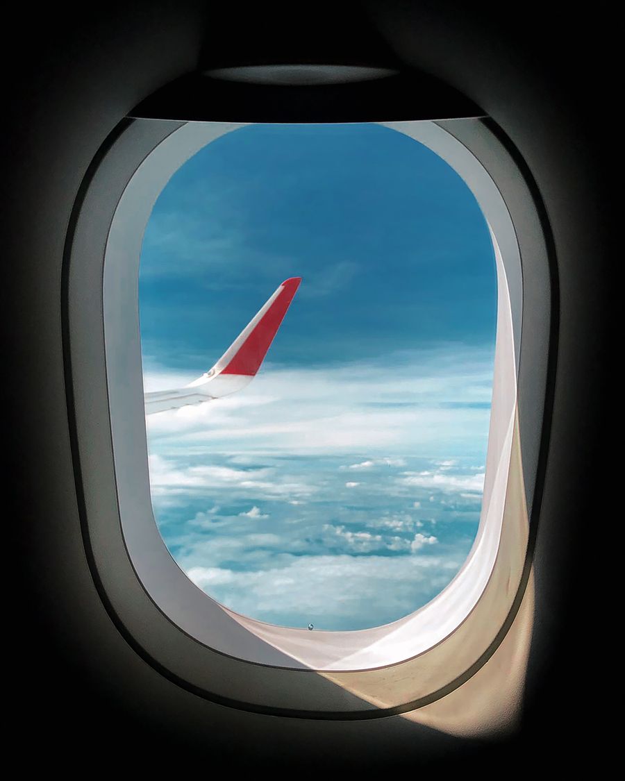 a view of the sky from an airplane window